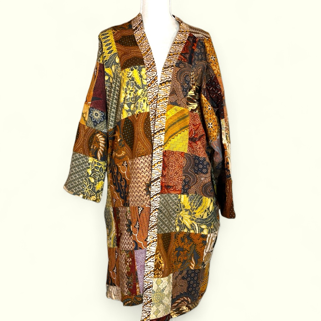 Jaded Gypsy Muted Warm Tones One Size Nwt Kantha Patchwork Belted Duster